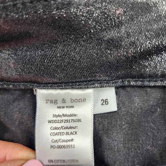 RAG & BONE Casey High-Rise Ankle Flare Coated Black Jeans WDD22F2917GBL - Picture 12 of 13